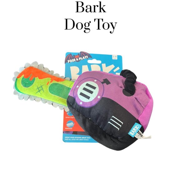 Bark Dog toy Texas Chainspaw Pose & Play Halloween Haunted Playride Squeaker NEW - Picture 1 of 7